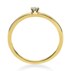 Solitär Ring Damenring 750 Gold Gelbgold mit Diamant Brillant 0,05 Ct 6er-Krappe