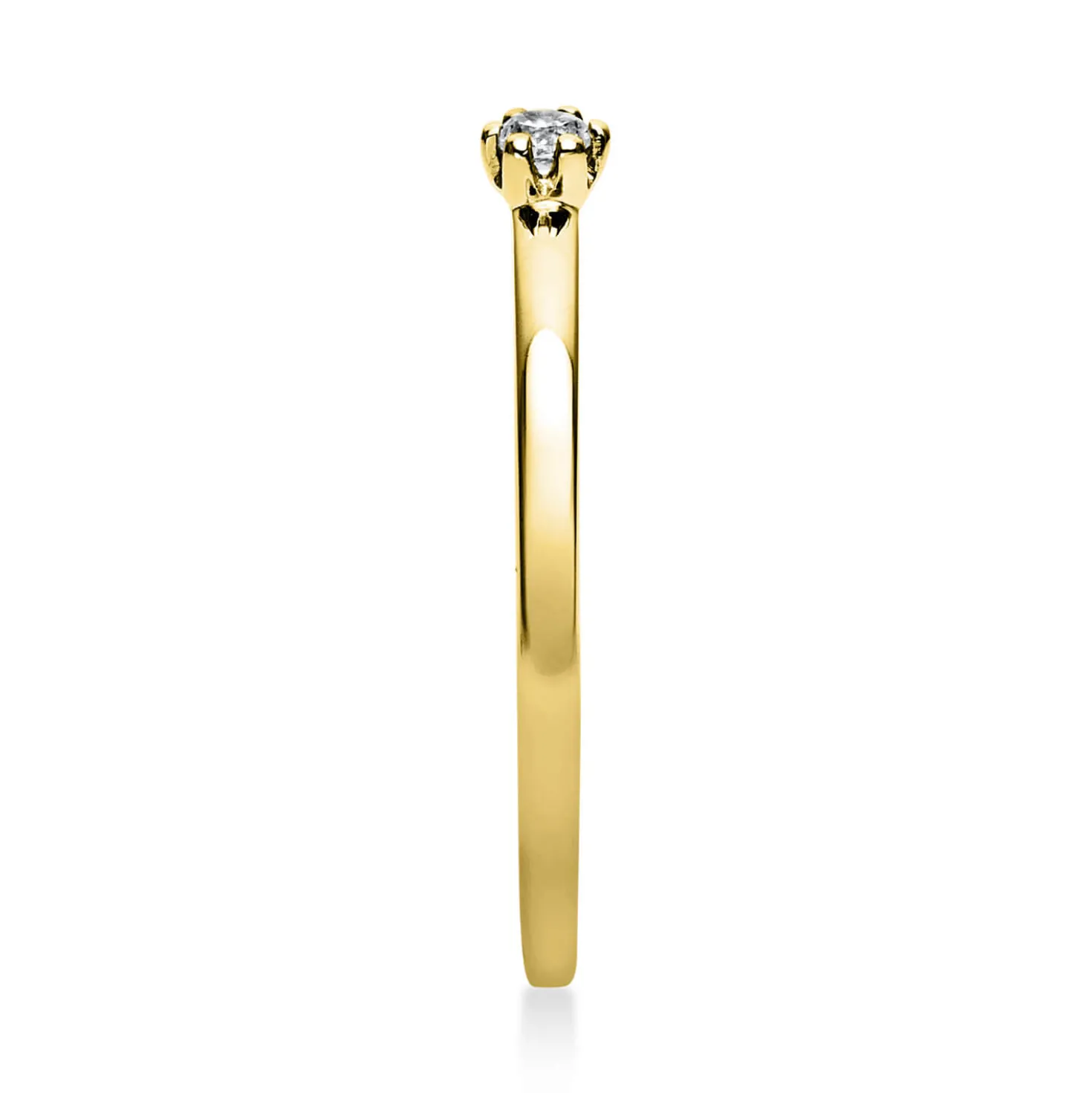 Solitär Ring Damenring 585 Gold Gelbgold mit Diamant Brillant 0,05 Ct 6er-Krappe