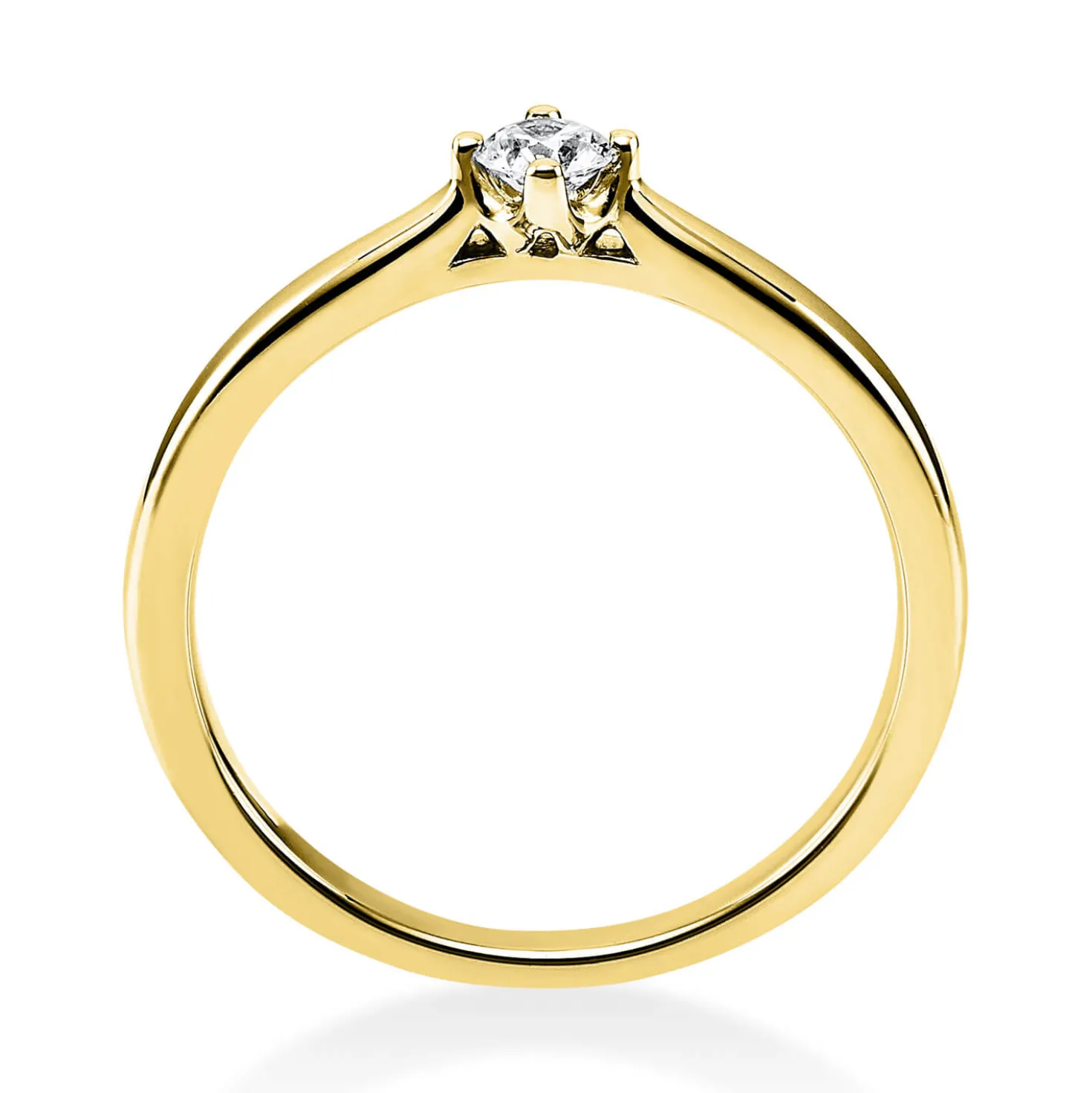Solitär Ring Damenring 750 Gold Gelbgold mit Diamant Brillant 0,15 Ct 4er-Krappe