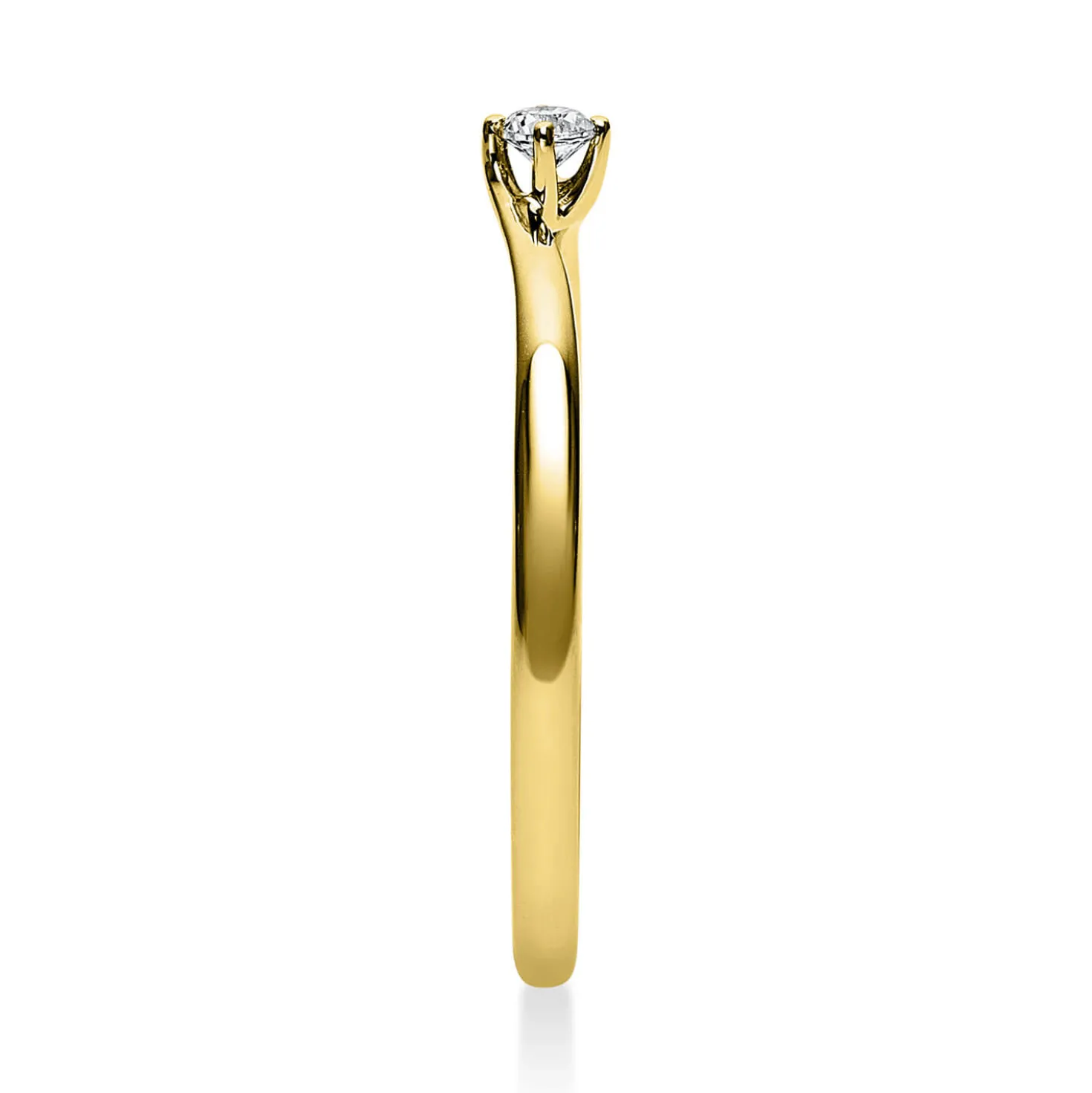 Solitär Ring Damenring 750 Gold Gelbgold mit Diamant Brillant 0,05 Ct 4er-Krappe