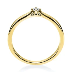 Solitär Ring Damenring 585 Gold Gelbgold mit Diamant Brillant 0,05 Ct 4er-Krappe