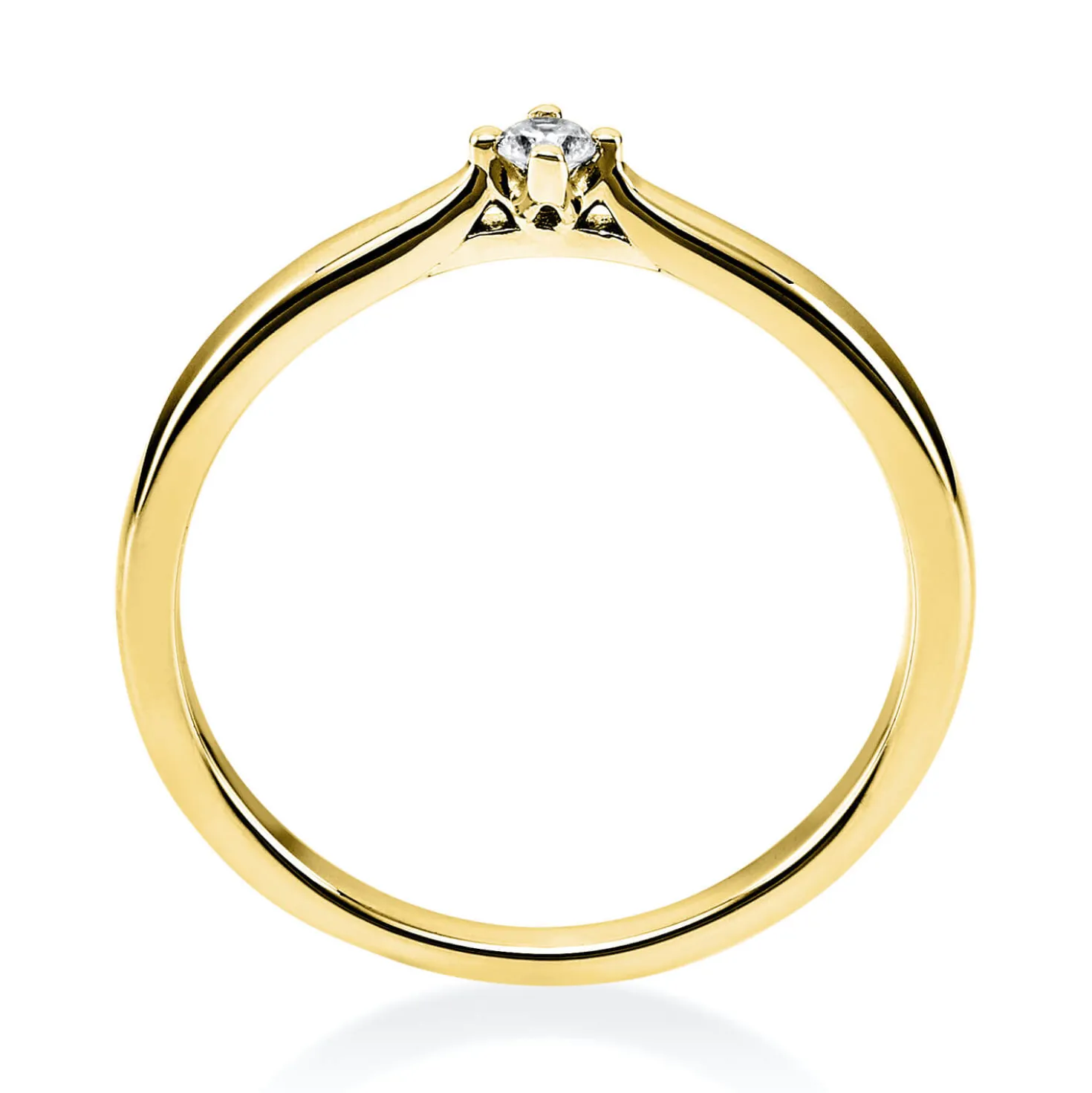 Solitär Ring Damenring 585 Gold Gelbgold mit Diamant Brillant 0,05 Ct 4er-Krappe