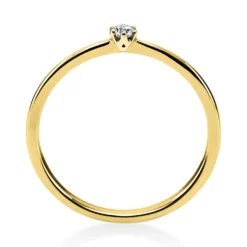 Solitär Ring Damenring 750 Gold Gelbgold mit Diamant Brillant 0,05 Ct 6er-Krappe
