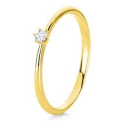Solitär Ring Damenring 750 Gold Gelbgold mit Diamant Brillant 0,05 Ct 6er-Krappe