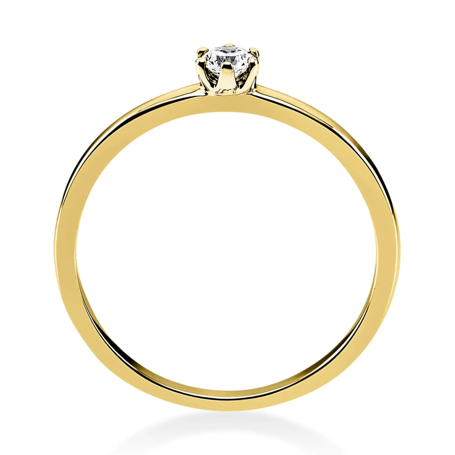 Solitär Ring Damenring 750 Gold Gelbgold Diamant Brillant 0,10 Ct. 6er-Krappe