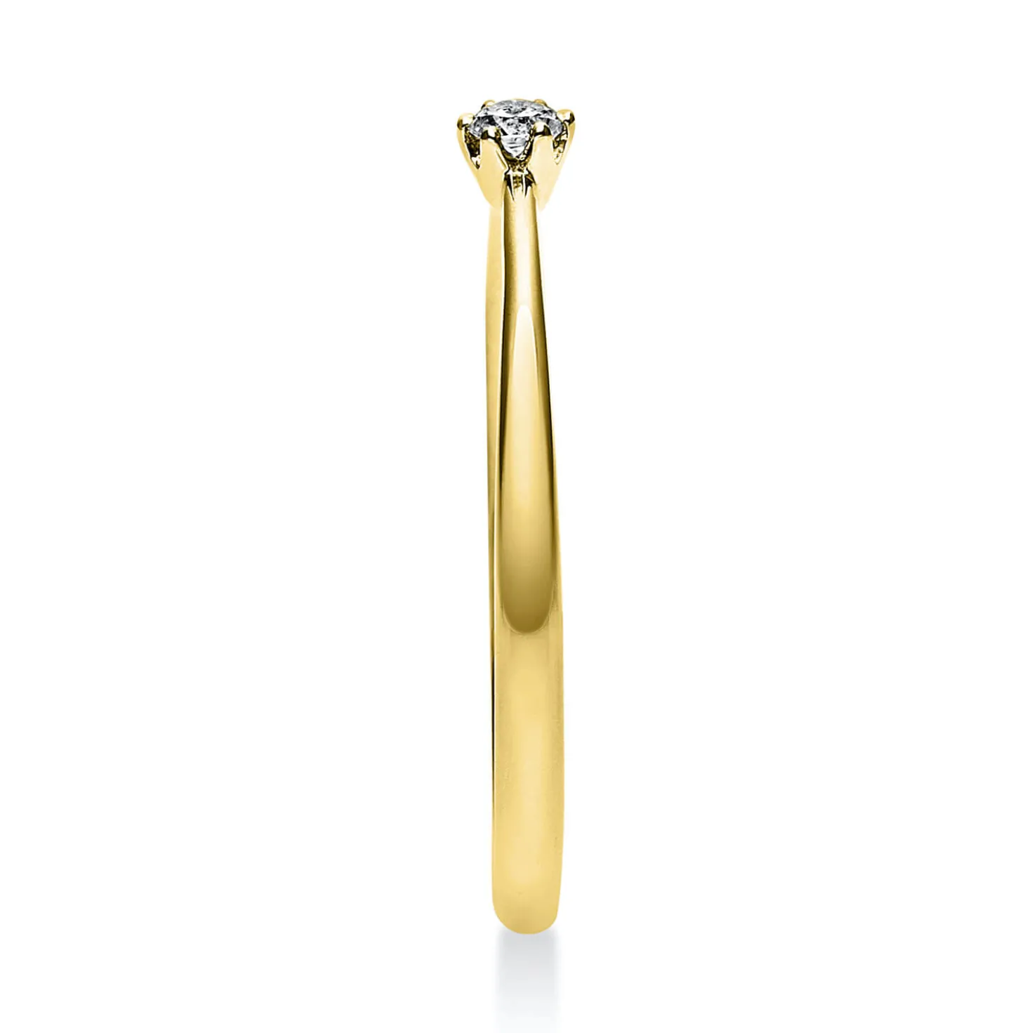 Solitär Ring Damenring 585 Gold Gelbgold mit Diamant Brillant 0,05 Ct 6er-Krappe
