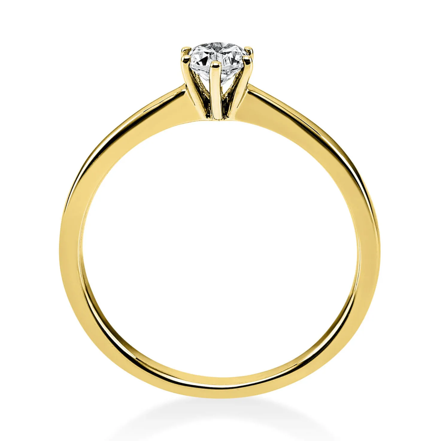 Solitär Ring Damenring 750 Gold Gelbgold mit Diamant Brillant 0,25 Ct 6er-Krappe