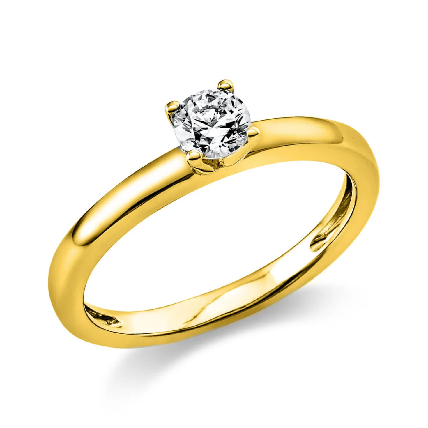 Solitär Ring Damenring 750 Gold Gelbgold Diamant Brillant 0,30 Ct. 4er-Krappe