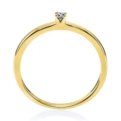 Solitär Ring Damenring 585 Gold Gelbgold mit Diamant Brillant 0,05 Ct 4er-Krappe