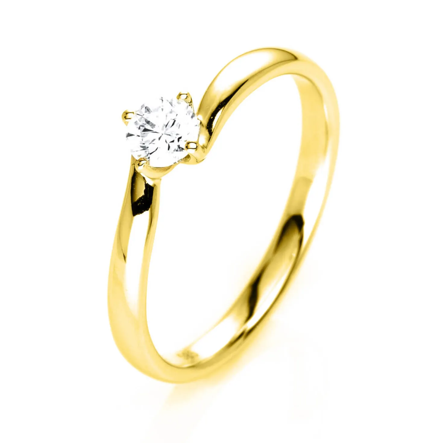 Solitär Ring Damenring 750 Gold Gelbgold mit Diamant Brillant 0,25 Ct 4er-Krappe
