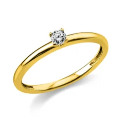 Solitär Ring Damenring 585 Gold Gelbgold Diamant Brillant 0,10 Ct. 4er-Krappe