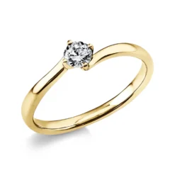 Solitär Ring Damenring 750 Gold Gelbgold Diamant Brillant 0,20 Ct. 4er-Krappe