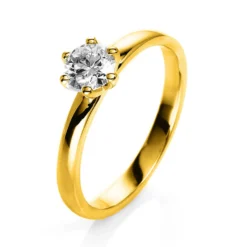 Solitär Ring Damenring 750 Gold Gelbgold Diamant Brillant 0,50 Ct. 6er-Krappe
