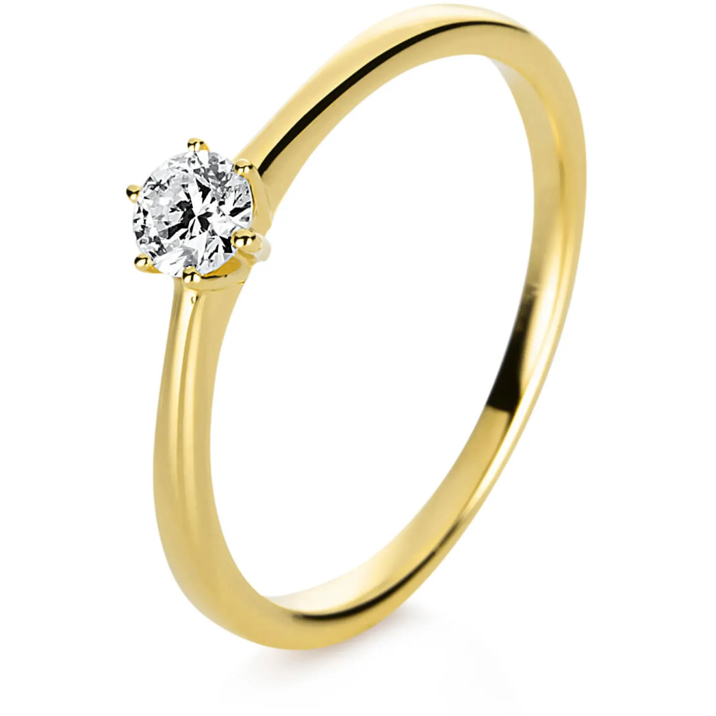 Solitär Ring Damenring 585 Gold Gelbgold Diamant Brillant 0,20 Ct. 6er-Krappe