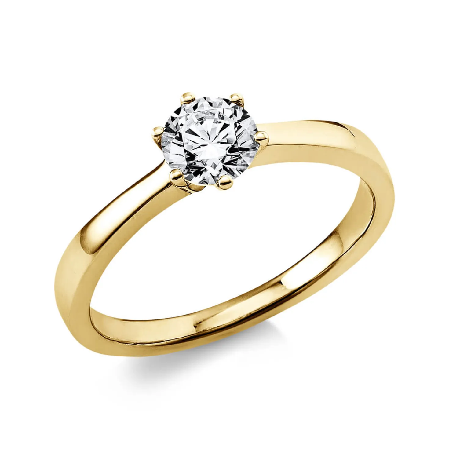 Solitär Ring Damenring 585 Gold Gelbgold Diamant Brillant 0,50 Ct. 6er-Krappe