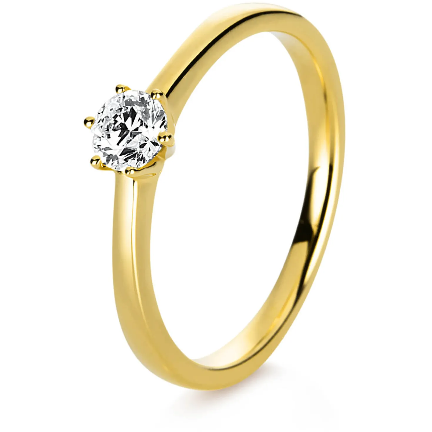 Solitär Ring Damenring 750 Gold Gelbgold Diamant Brillant 0,30 Ct. 6er-Krappe