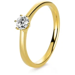 Solitär Ring Damenring 585 Gold Gelbgold Diamant Brillant 0,30 Ct. 6er-Krappe