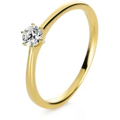 Solitär Ring Damenring 750 Gold Gelbgold Diamant Brillant 0,20 Ct. 6er-Krappe