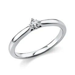 Solitär Ring Damenring 750 Gold Weißgold Diamant Brillant 0,10 Ct. 4er-Krappe