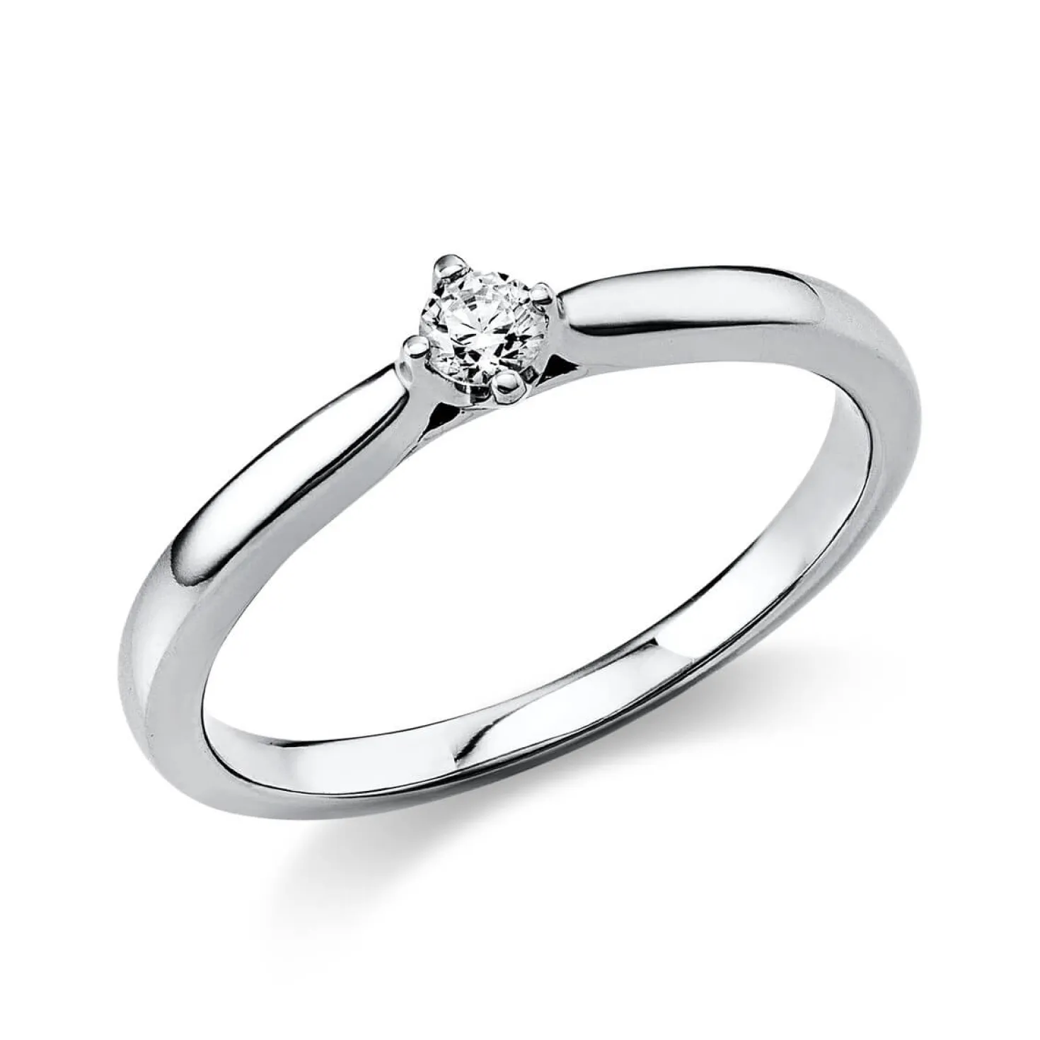 Solitär Ring Damenring 750 Gold Weißgold Diamant Brillant 0,10 Ct. 4er-Krappe