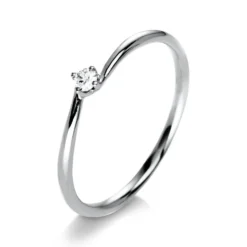 Solitär Ring Damenring 585 Gold Weißgold mit Diamant Brillant 0,05 Ct 4er-Krappe