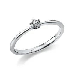 Solitär Ring Damenring 750 Gold Weißgold Diamant Brillant 0,10 Ct. 6er-Krappe