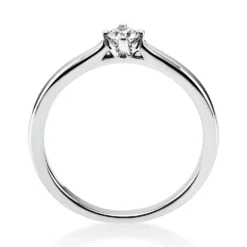 Solitär Ring Damenring 750 Gold Weißgold mit Diamant Brillant 0,15 Ct 4er-Krappe