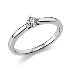 Solitär Ring Damenring 750 Gold Weißgold mit Diamant Brillant 0,15 Ct 4er-Krappe
