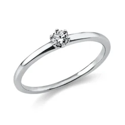 Solitär Ring Damenring 585 Gold Weißgold Diamant Brillant 0,10 Ct. 6er-Krappe