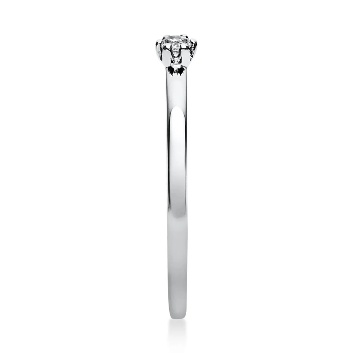 Solitär Ring Damenring 750 Gold Weißgold mit Diamant Brillant 0,05 Ct 6er-Krappe