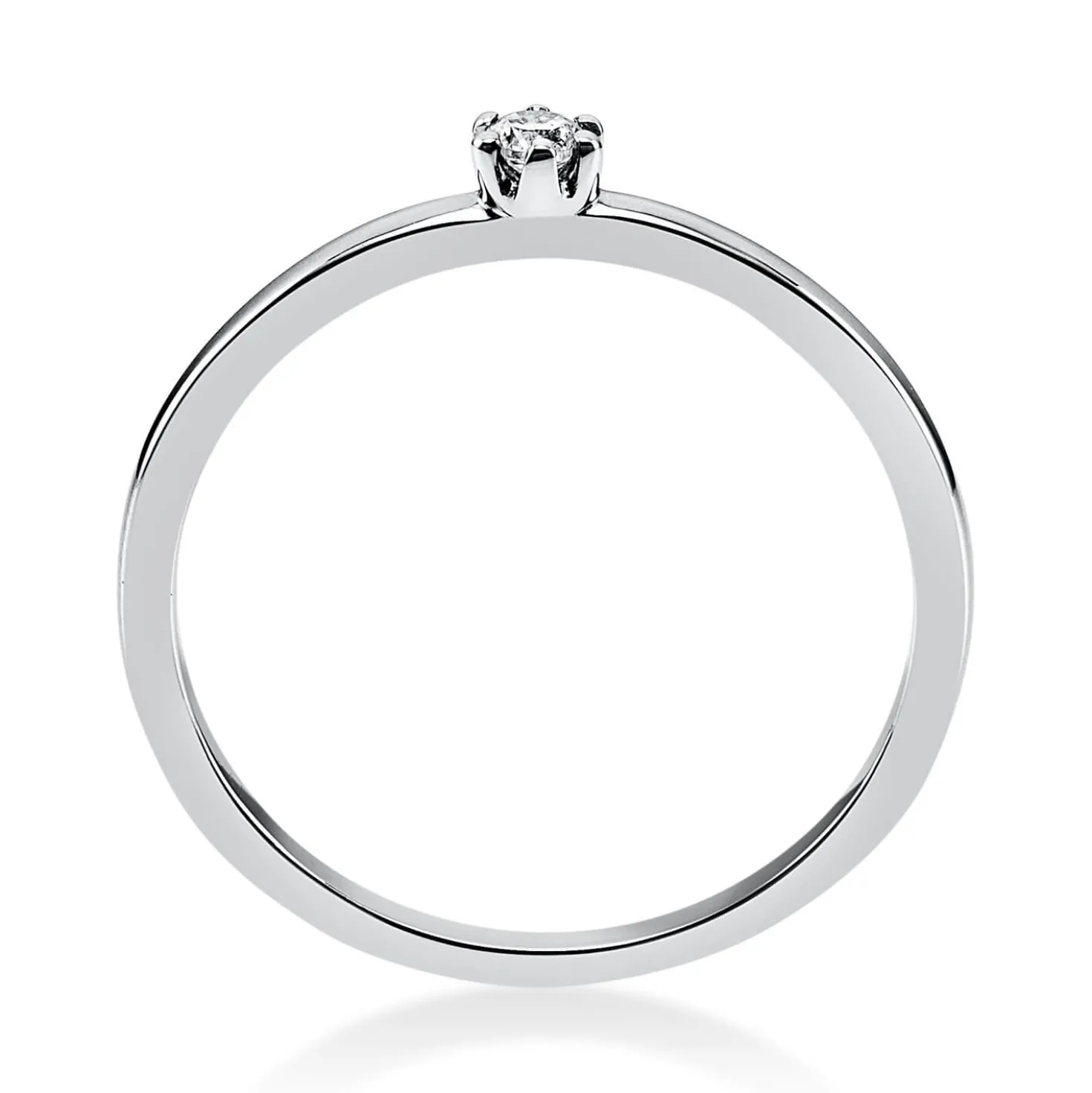 Solitär Ring Damenring 750 Gold Weißgold mit Diamant Brillant 0,05 Ct 6er-Krappe