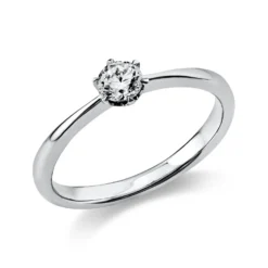 Solitär Ring Damenring 585 Gold Weißgold mit Diamant Brillant 0,25 Ct 6er-Krappe