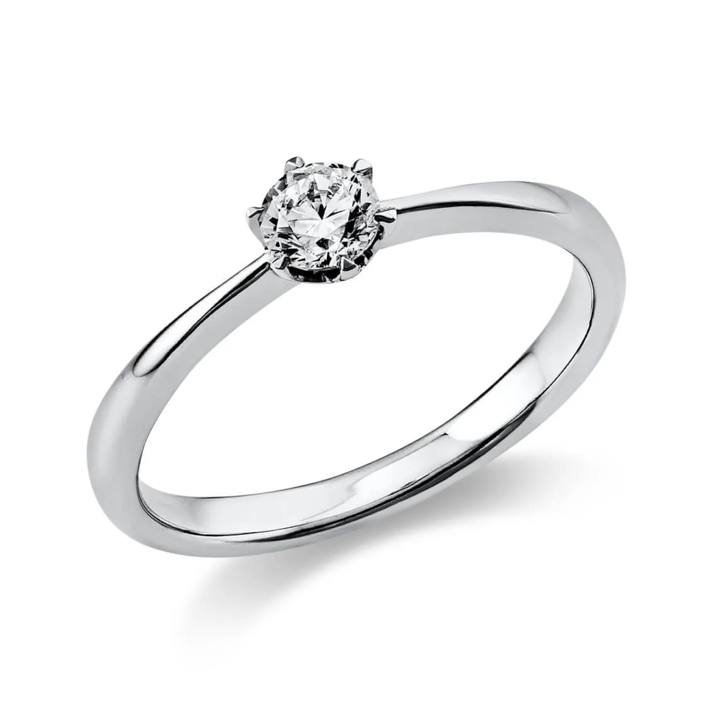 Solitär Ring Damenring 585 Gold Weißgold mit Diamant Brillant 0,25 Ct 6er-Krappe