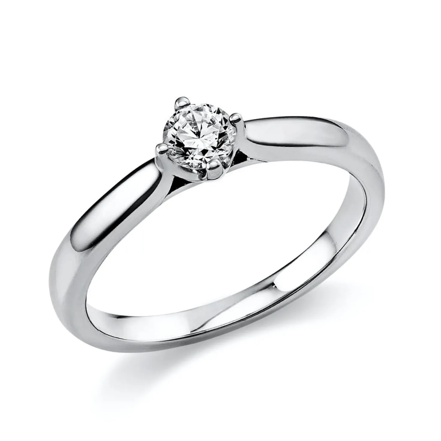 Solitär Ring Damenring 585 Gold Weißgold mit Diamant Brillant 0,25 Ct 4er-Krappe