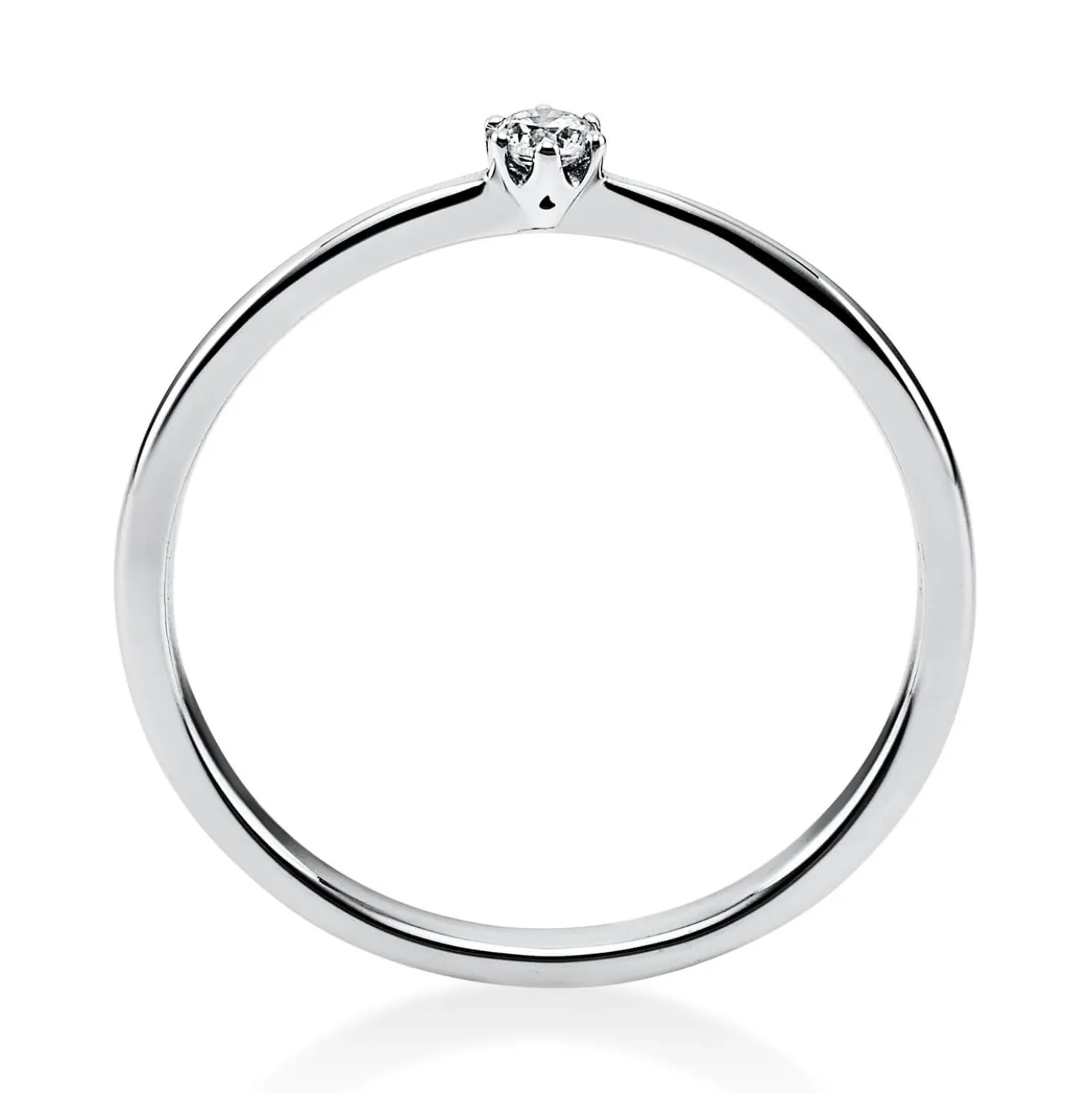 Solitär Ring Damenring 585 Gold Weißgold mit Diamant Brillant 0,05 Ct 6er-Krappe