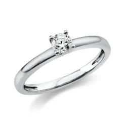 Solitär Ring Damenring 750 Gold Weißgold mit Diamant Brillant 0,25 Ct 4er-Krappe