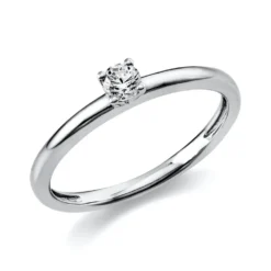 Solitär Ring Damenring 585 Gold Weißgold mit Diamant Brillant 0,15 Ct 4er-Krappe