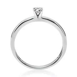 Solitär Ring Damenring 585 Gold Weißgold mit Diamant Brillant 0,15 Ct 4er-Krappe