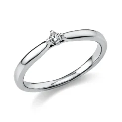 Solitär Ring Damenring 585 Gold Weißgold mit Diamant Brillant 0,05 Ct 4er-Krappe
