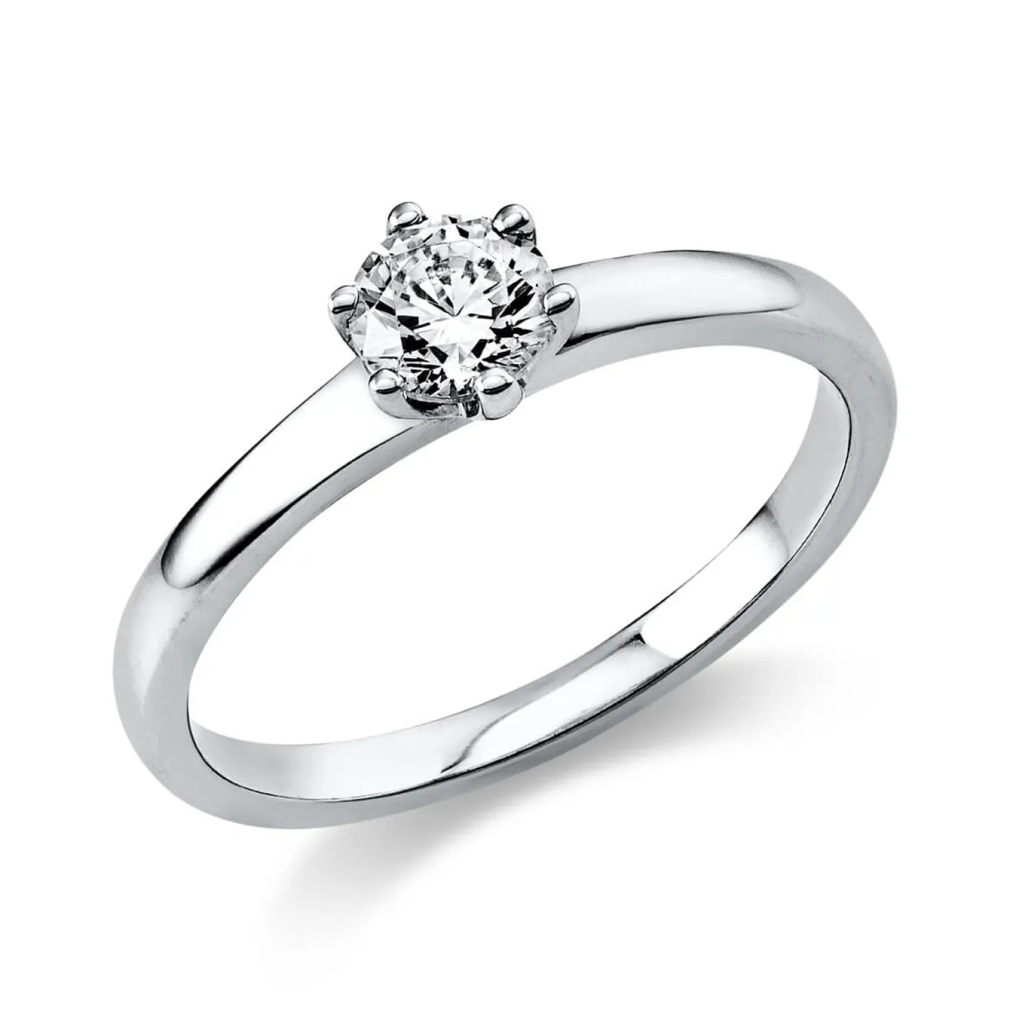 Solitär Ring Damenring 750 Gold Weißgold Diamant Brillant 0,40 Ct. 6er-Krappe