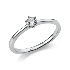 Solitär Ring Damenring 750 Gold Weißgold Diamant Brillant 0,20 Ct. 6er-Krappe