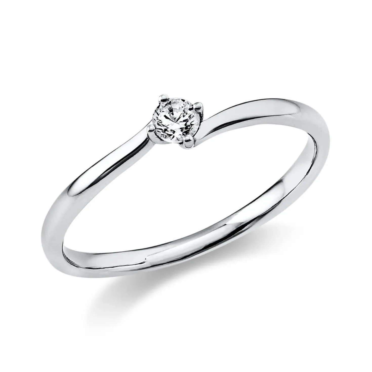 Solitär Ring Damenring 585 Gold Weißgold Diamant Brillant 0,10 Ct. 4er-Krappe