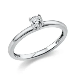 Solitär Ring Damenring 750 Gold Weißgold Diamant Brillant 0,20 Ct. 4er-Krappe