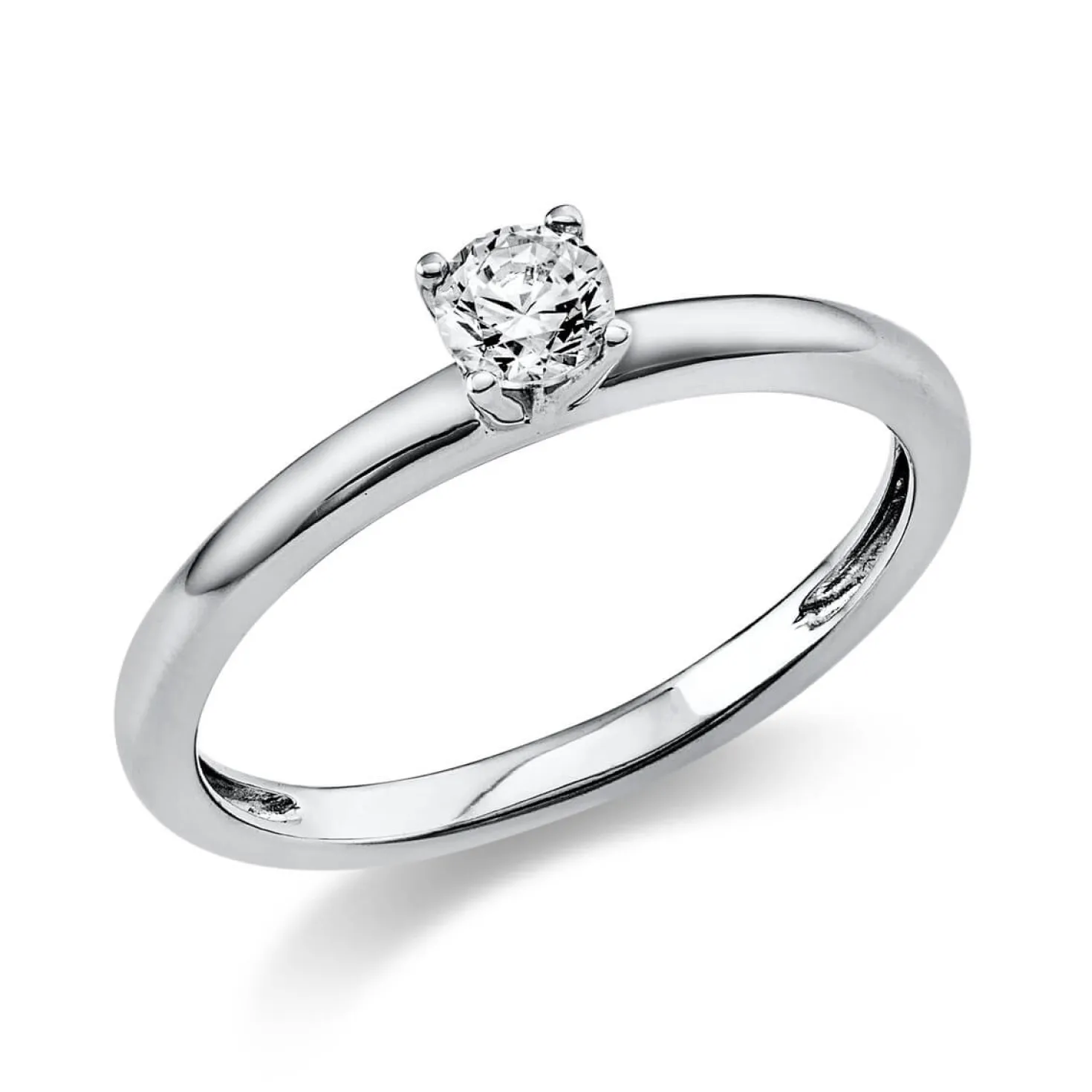 Solitär Ring Damenring 585 Gold Weißgold Diamant Brillant 0,20 Ct. 4er-Krappe