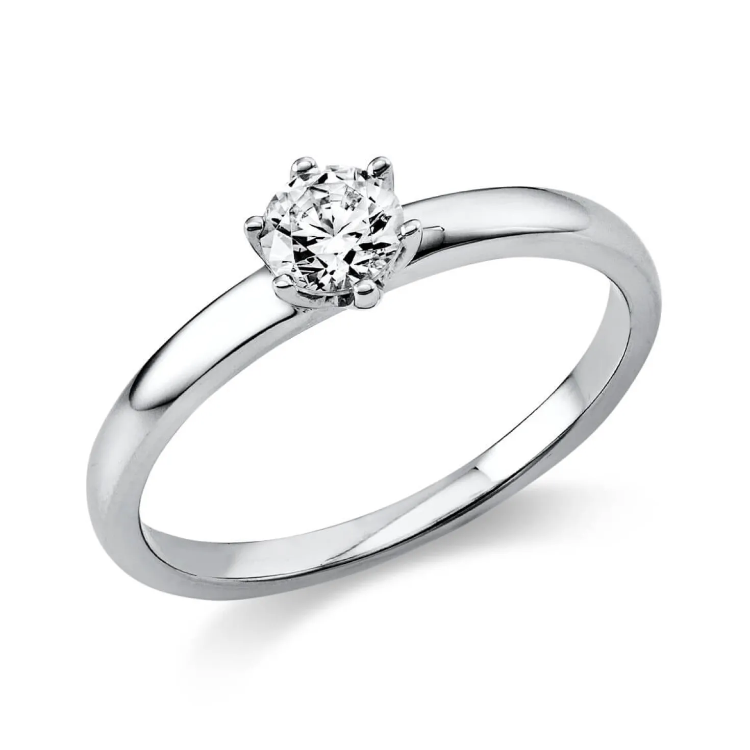 Solitär Ring Damenring 750 Gold Weißgold Diamant Brillant 0,30 Ct. 6er-Krappe