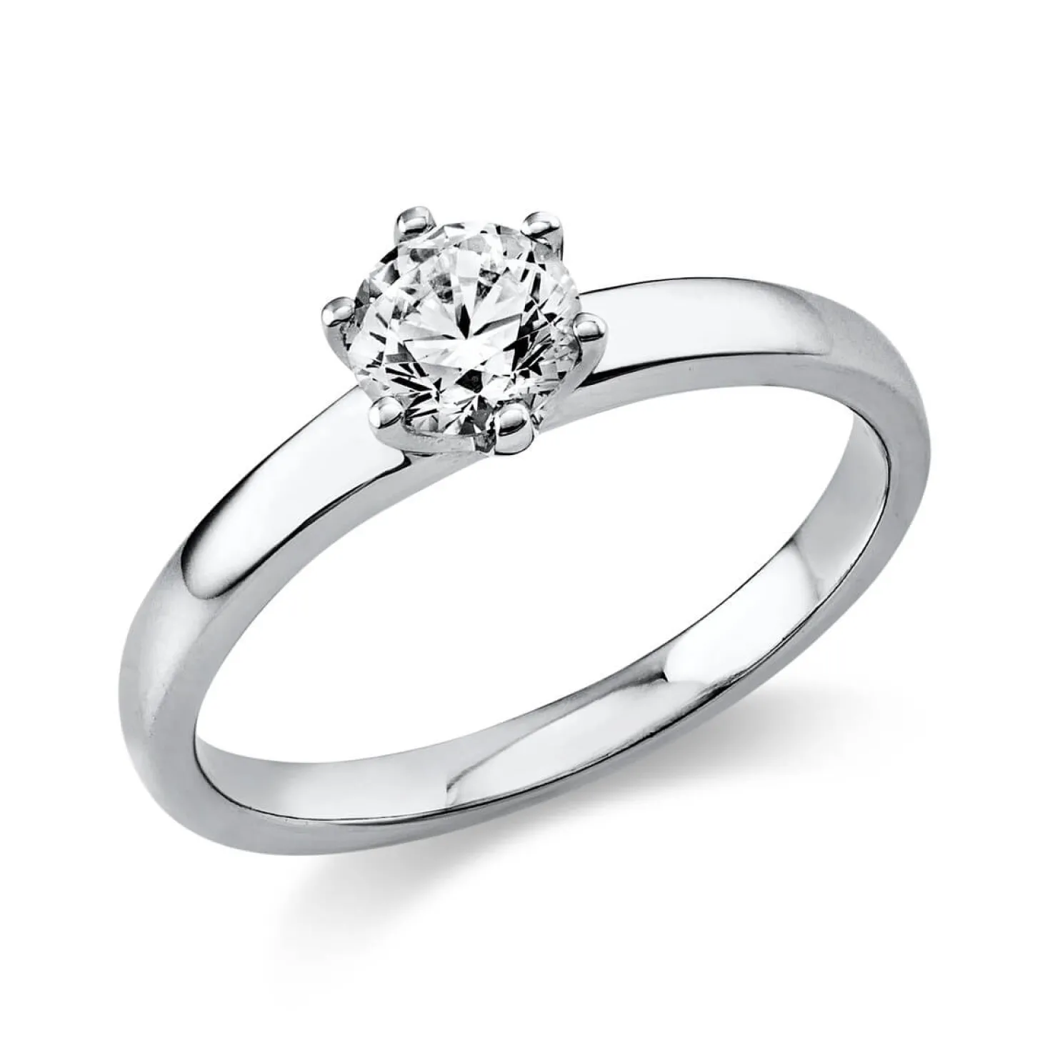 Solitär Ring Damenring 585 Gold Weißgold Diamant Brillant 0,50 Ct. 6er-Krappe