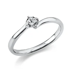Solitär Ring Damenring 585 Gold Weißgold Diamant Brillant 0,20 Ct. 4er-Krappe