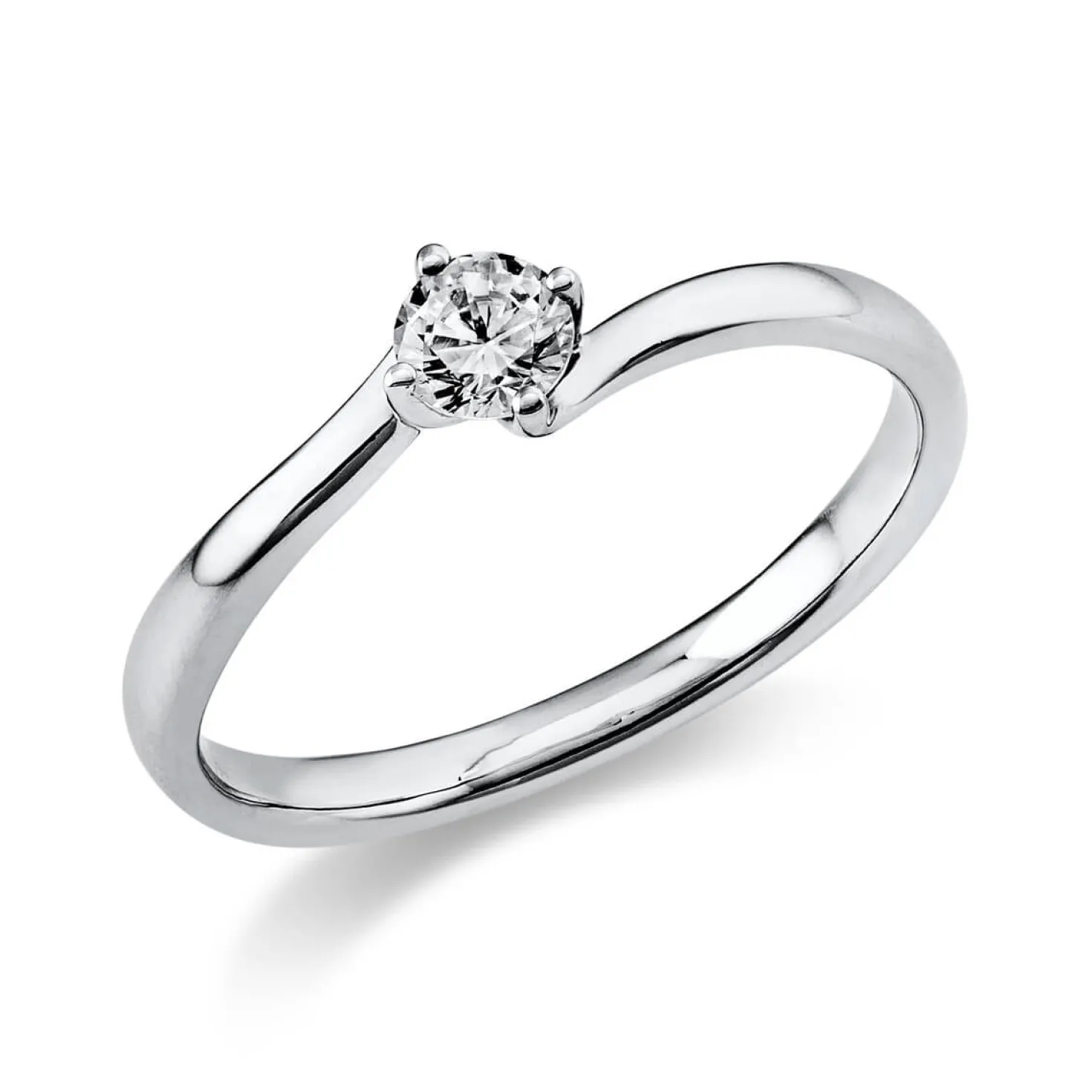 Solitär Ring Damenring 585 Gold Weißgold Diamant Brillant 0,20 Ct. 4er-Krappe