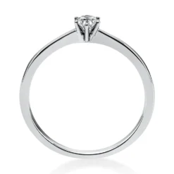Solitär Ring Damenring 585 Gold Weißgold mit Diamant Brillant 0,15 Ct 6er-Krappe