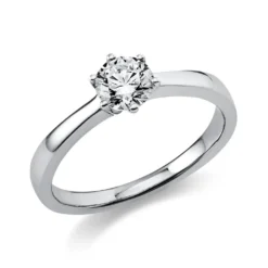Solitär Ring Damenring 750 Gold Weißgold Diamant Brillant 0,50 Ct. 6er-Krappe